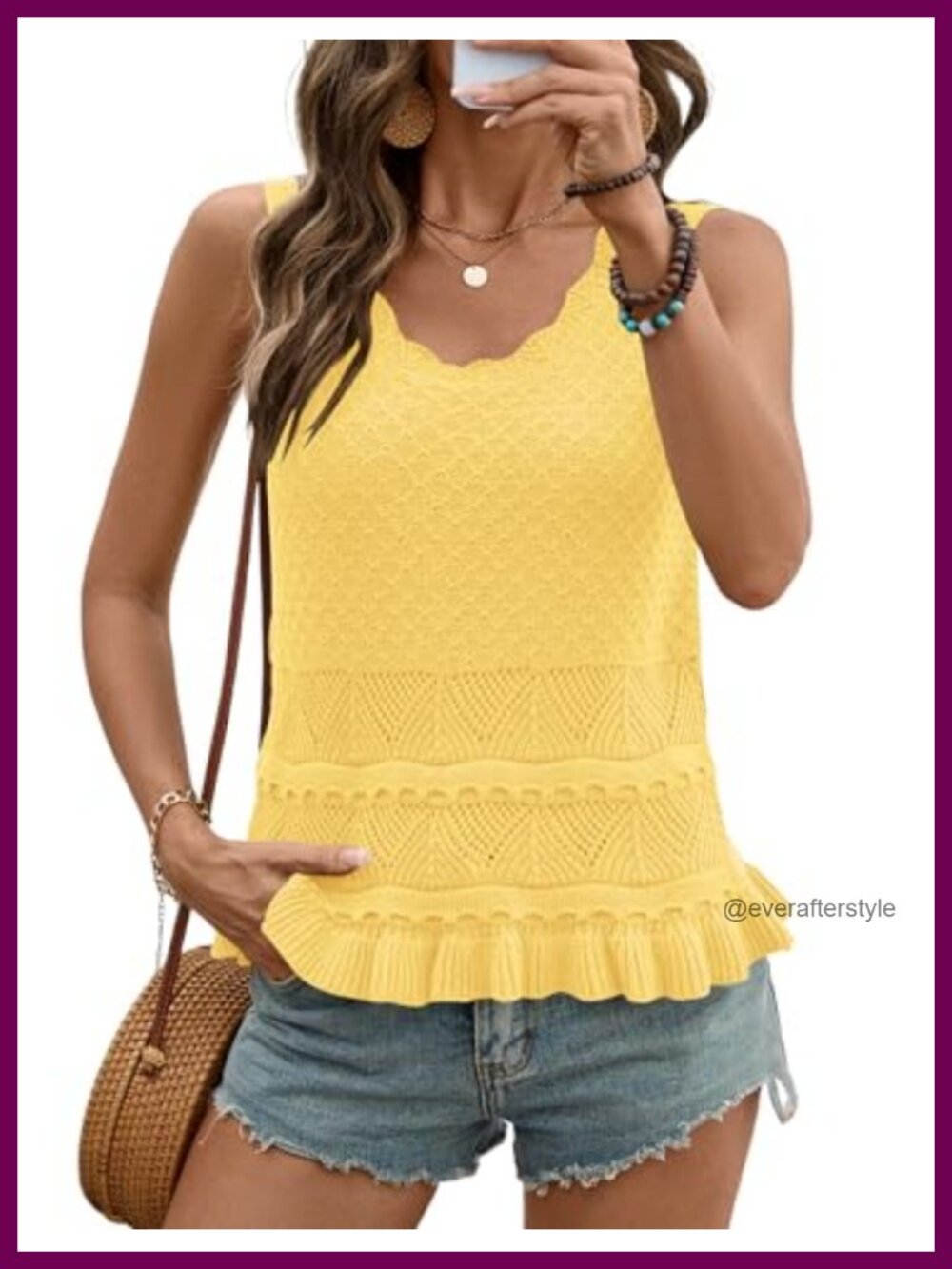 Boho Crochet Sweater Vest Sleeveless Tank Top Women
